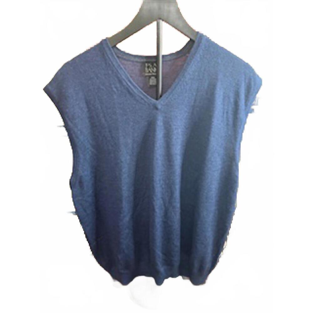 Jos A Bank Sweater Vest XXL Blue Signature Merino Wool V-Neck Men's Excellent